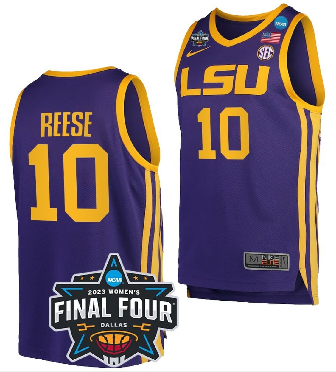 Angel Reese Jersey LSU Tigers College Basketball 2023 National Championship Bound Purple #10 1 Angel Reese Jersey LSU Tigers College Basketball 2023 National Championship Bound Purple #10