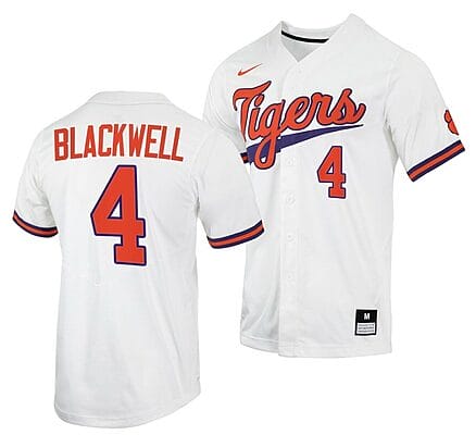 Benjamin Blackwell Jersey Clemson Tigers College Baseball White #4