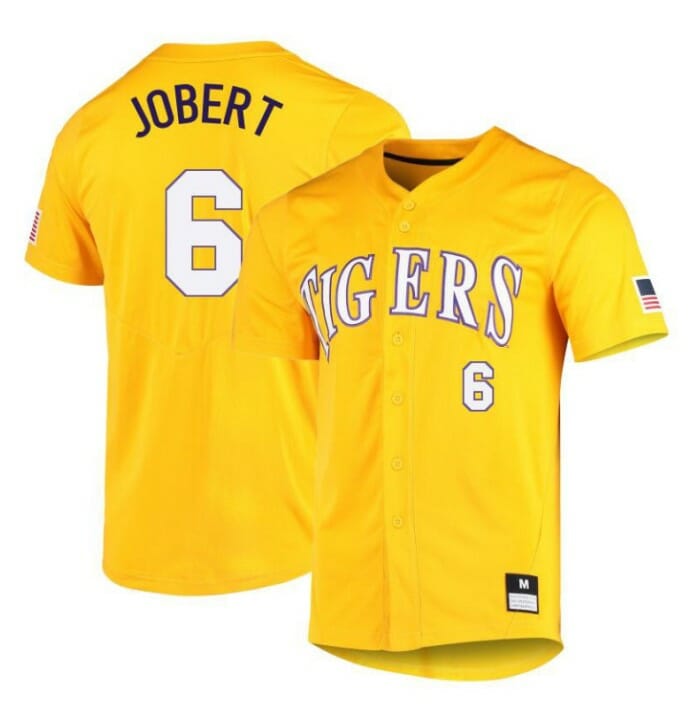 Brayden Jobert Jersey LSU Tigers Baseball NCAA College Yellow Alumni #6 1 Brayden Jobert Jersey LSU Tigers Baseball NCAA College Yellow Alumni #6