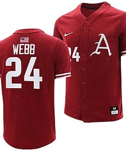 Braydon Webb Jersey Arkansas Razorbacks College Baseball Cardinal #24