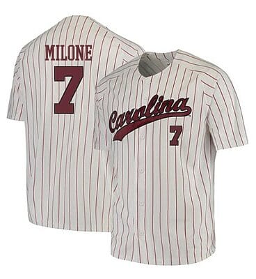 Brennan Milone Jersey South Carolina Gamecocks Baseball NCAA College White Red Stripe Alumni #7