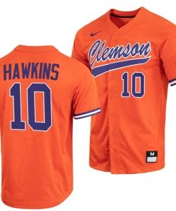 Bryar Hawkins Jersey Clemson Tigers College Baseball Orange Full-Button #10