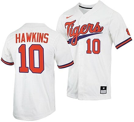 Bryar Hawkins Jersey Clemson Tigers College Baseball White #10