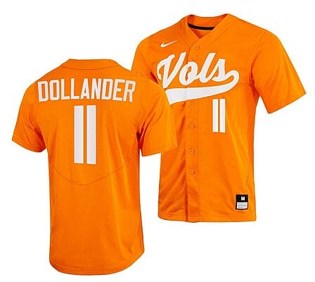 Chase Dollander Jersey Tennessee Volunteers Baseball NCAA College 2023 MLB Draft Top prospects Orange #11