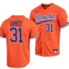 Caden Grice Jersey Clemson Tigers College Baseball Orange Full-Button #31 3 Caden Grice Jersey Clemson Tigers College Baseball Orange Full-Button #31