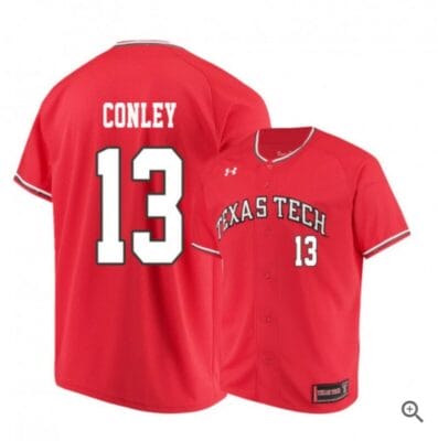 Cal Conley Jersey Texas Tech Red Raiders Baseball NCAA College Red Alumni #13