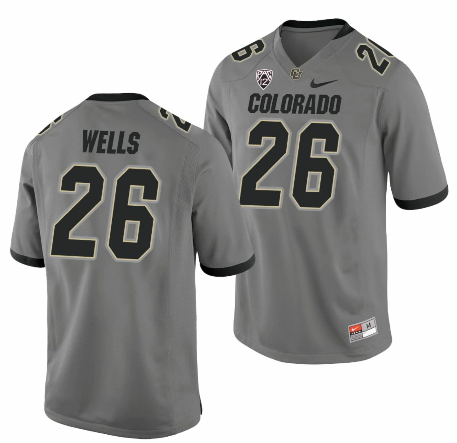 Carson Wells Jersey Colorado Buffaloes College Football Game Gray #26 8 Carson Wells Jersey Colorado Buffaloes College Football Game Gray #26