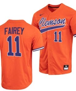 Chad Fairey Jersey Clemson Tigers College Baseball Orange Full-Button #11