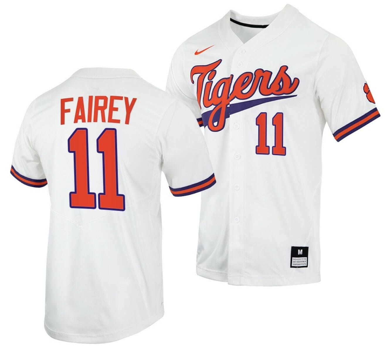 Chad Fairey Jersey Clemson Tigers College Baseball White #11 1 Chad Fairey Jersey Clemson Tigers College Baseball White #11