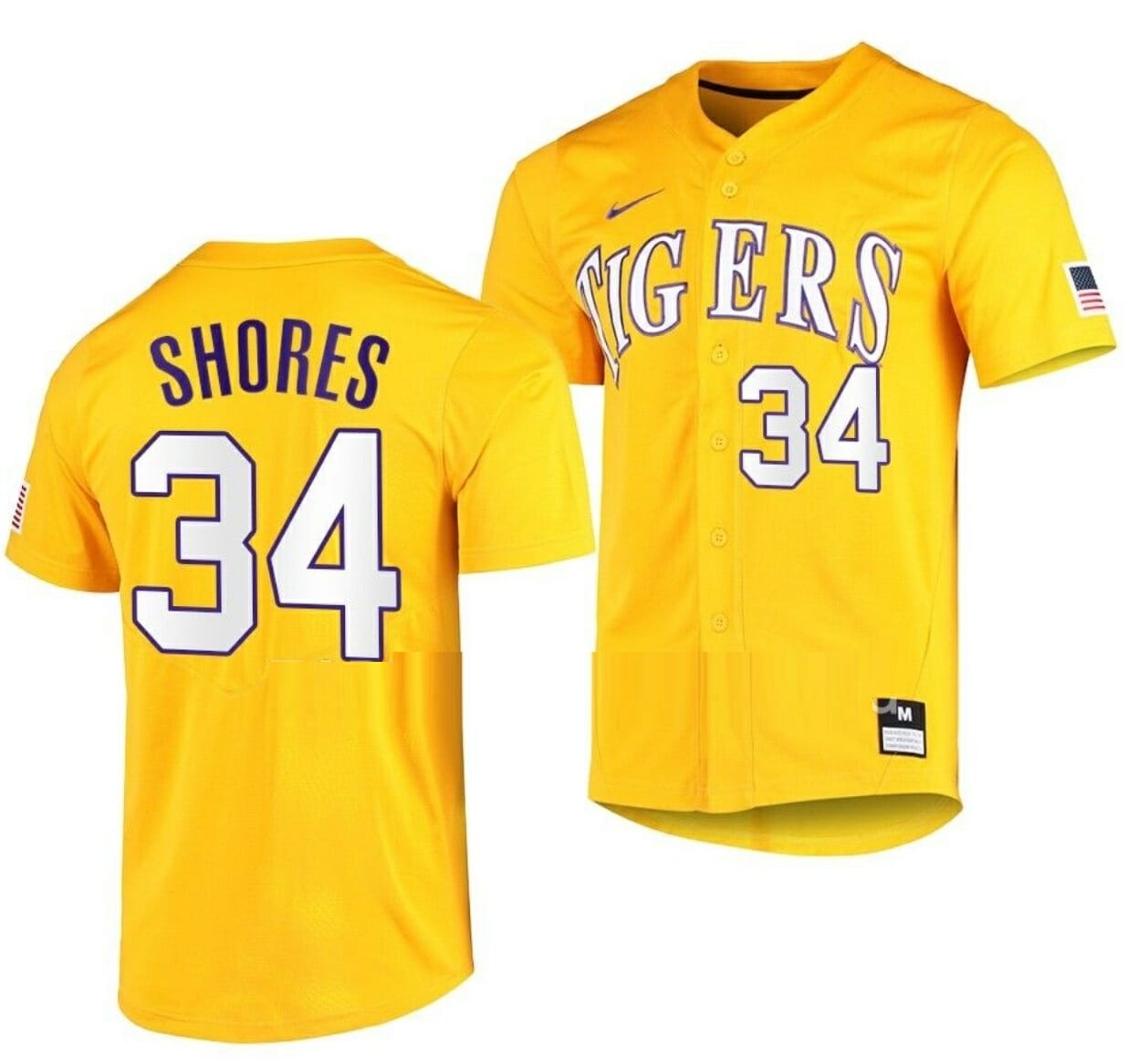 Chase Shores Jersey LSU Tigers Baseball NCAA College Yellow Alumni #34 1 Chase Shores Jersey LSU Tigers Baseball NCAA College Yellow Alumni #34