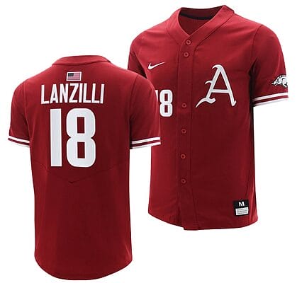 Chris Lanzilli Jersey Arkansas Razorbacks College Baseball Cardinal #18