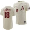 Chris Lanzilli Jersey Arkansas Razorbacks College Baseball Full-Button Natural #18