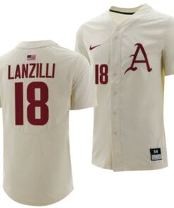 Chris Lanzilli Jersey Arkansas Razorbacks College Baseball Full-Button Natural #18