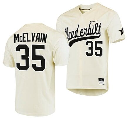 Chris McElvain Jersey Vanderbilt Commodores College Baseball Replica Cream #35