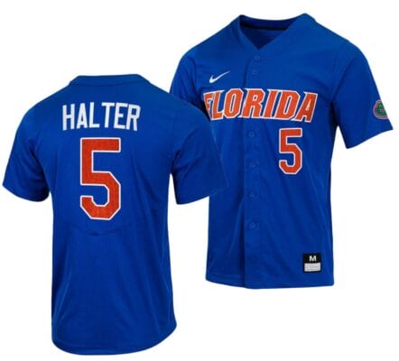 Colby Halter Jersey Florida Gators College Baseball Full-Button Royal #5