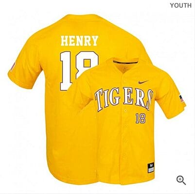 Cole Henry Jersey Lsu Tigers Baseball NCAA College Yellow Elite Alumni #18