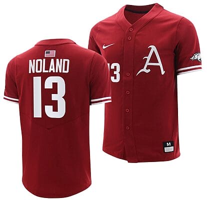 Connor Noland Jersey Arkansas Razorbacks College Baseball Cardinal #13