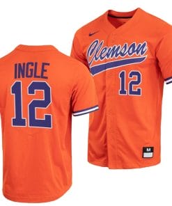 Cooper Ingle Jersey Clemson Tigers College Baseball Orange Full-Button #12