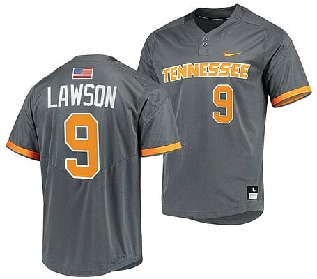Cortland Lawson Jersey Tennessee Volunteers College Baseball Grey #9