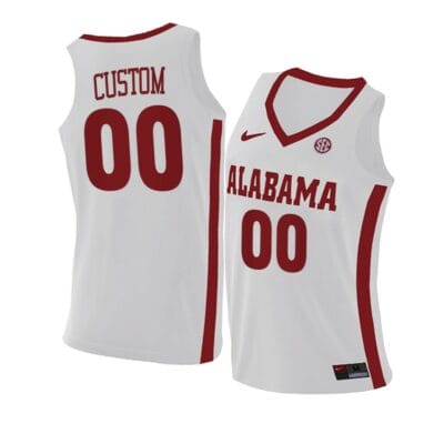 Custom Alabama Jersey Basketball College Name and Number Swingman White 6 Custom Alabama Jersey Basketball College Name and Number Swingman White