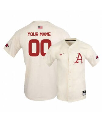 Custom Arkansas Razorbacks Baseball Jersey Name, Number College White Elite 6 Custom Arkansas Razorbacks Baseball Jersey Name, Number College White Elite