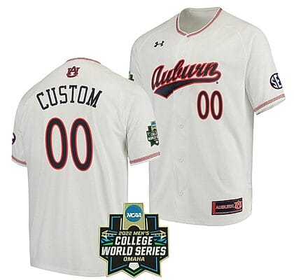 Custom Auburn Tigers Baseball Jersey Name and Number NCAA 2022 College World Series White 6 Custom Auburn Tigers Baseball Jersey Name and Number NCAA 2022 College World Series White