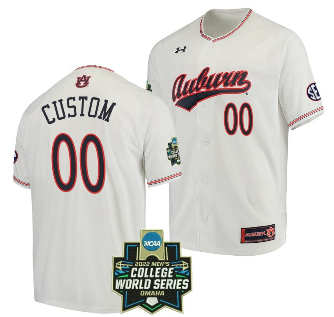 Custom Auburn Tigers Baseball Jersey Name and Number NCAA 2022 College World Series White 1 Custom Auburn Tigers Baseball Jersey Name and Number NCAA 2022 College World Series White