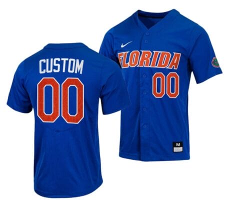 Custom Florida Gators Baseball Jersey Name and Number NCAA College Full Button Royal