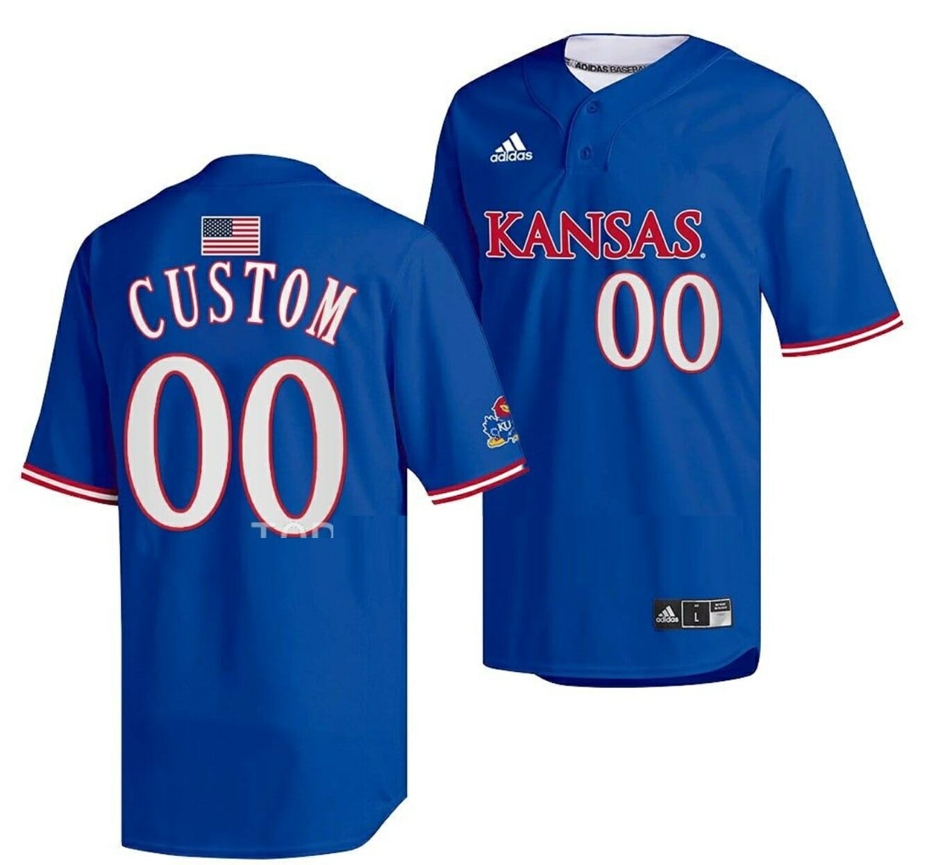 Custom Kansas Jayhawks Baseball Jersey Name and Number NCAA College Royal Two-Button 1 Custom Kansas Jayhawks Baseball Jersey Name and Number NCAA College Royal Two-Button