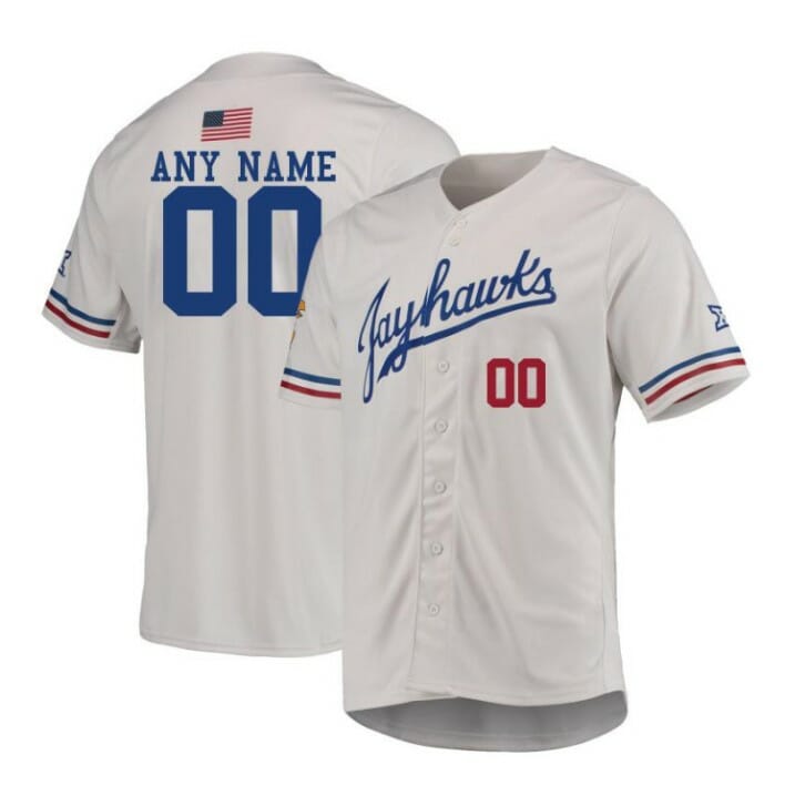 Custom Kansas Jayhawks Baseball Jersey Name and Number NCAA College White 6 Custom Kansas Jayhawks Baseball Jersey Name and Number NCAA College White