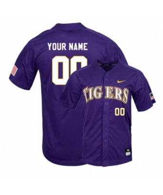 Custom LSU Tigers Baseball Jersey Name, Number College Purple Elite