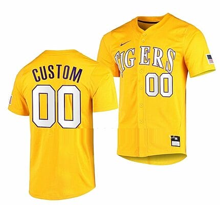Custom LSU Tigers Baseball Jersey Name and Number NCAA College Gold Elite 6 Custom LSU Tigers Baseball Jersey Name and Number NCAA College Gold Elite