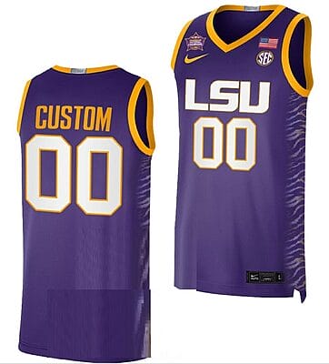 Custom LSU Tigers Jersey Name and Number 2023 NCAA Basketball National Champions Purple