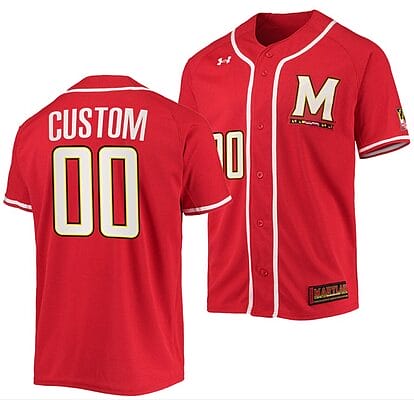 Custom Maryland Terrapins Baseball Jersey Name and Number NCAA College Red
