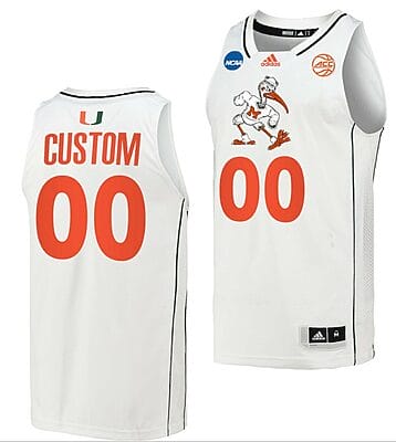 Custom Miami Hurricanes Jersey College Basketball March Madness White
