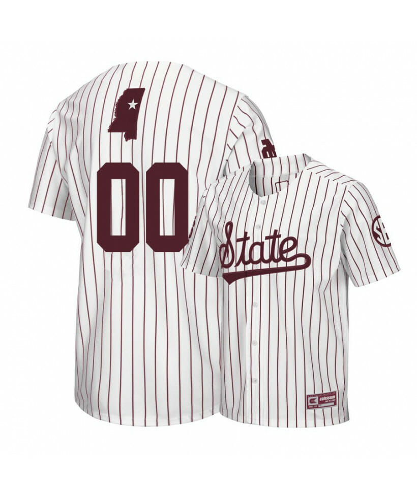 Custom Mississippi State Baseball Jersey Name, Number Bulldogs College White 1 Custom Mississippi State Baseball Jersey Name, Number Bulldogs College White