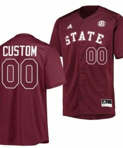 Custom Mississippi State Bulldogs Baseball Jersey Name and Number NCAA College Maroon