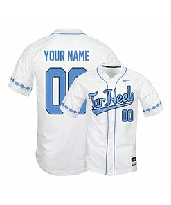 Custom North Carolina Baseball Jersey Name, Number Tar Heels College White Elite