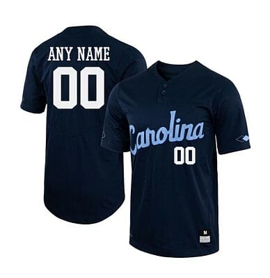 Custom North Carolina Baseball Jersey Name and Number Tar Heels NCAA College Navy
