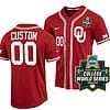 Custom Oklahoma Sooners Baseball Jersey Name and Number NCAA Crimson 2022 College World Series