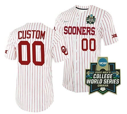 Custom Oklahoma Sooners Baseball Jersey Name and Number NCAA White 2022 College World Series 6 Custom Oklahoma Sooners Baseball Jersey Name and Number NCAA White 2022 College World Series