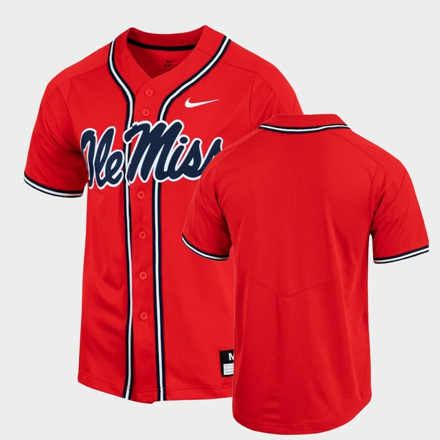 Custom Ole Miss Baseball Jersey Name, Number Rebels College Red 1 Custom Ole Miss Baseball Jersey Name, Number Rebels College Red