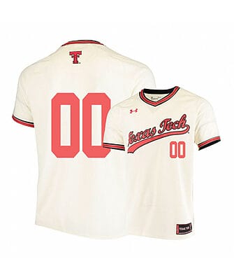 Custom Texas Tech Baseball Jersey Name, Number Under Armour Red Raiders College Cream