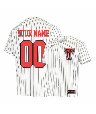 Custom Texas Tech Baseball Jersey Name, Number Under Armour Red Raiders College White