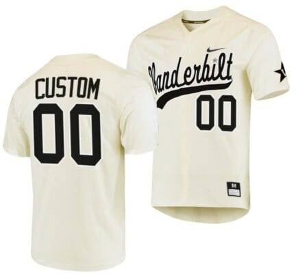 Custom Vanderbilt Commodores Baseball Jersey Name and Number NCAA College Replica Cream 6 Custom Vanderbilt Commodores Baseball Jersey Name and Number NCAA College Replica Cream
