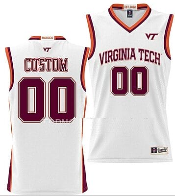 Custom Virginia Tech Hokies Jersey Name and Number College Basketball NIL Pick-A-Player White 6 Custom irginia Tech Hokies Jersey Name and Number College Basketball NIL Pick-A-Player White