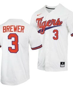 Dylan Brewer Jersey Clemson Tigers Baseball NCAA College Full-Button White #3