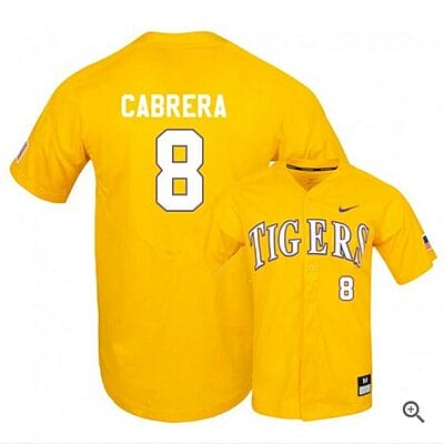 Daniel Cabrera Jersey Lsu Tigers Baseball NCAA College Yellow Elite Alumni #8 6 Daniel Cabrera Jersey Lsu Tigers Baseball NCAA College Yellow Elite Alumni #8