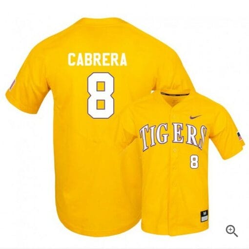 Daniel Cabrera Jersey Lsu Tigers Baseball NCAA College Yellow Elite Alumni #8