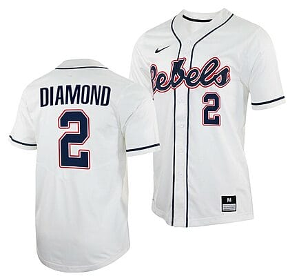 Derek Diamond Jersey Ole Miss Rebels College Baseball White #2